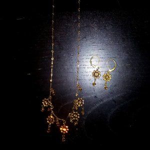 Colorado Champagne Crystal Elegant Flower Necklace and Earrings